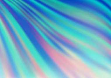 Gökkuşağı renk vektör arkaplanındaki kıvrımlı ışık ışınları. Gradyan bulanıklığı olan modern illüstrasyon