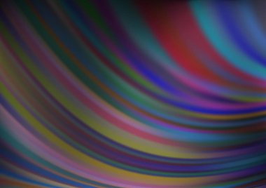 Gökkuşağı renk vektör arkaplanındaki kıvrımlı ışık ışınları. Gradyan bulanıklığı olan modern illüstrasyon