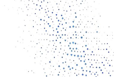 Oyun kartlarıyla hafif BLUE vektör dokusu. Oyun kartlarının izole sembollerine sahip soyut çizimler. Poker oyunları ve etkinlikler broşürleri için desen.