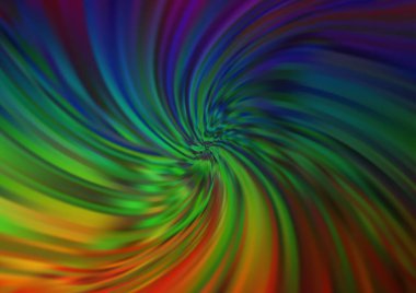 Gökkuşağı renk vektör arkaplanındaki kıvrımlı ışık ışınları. Gradyan bulanıklığı olan modern illüstrasyon