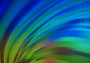 Gökkuşağı renk vektör arkaplanındaki kıvrımlı ışık ışınları. Gradyan bulanıklığı olan modern illüstrasyon