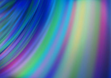 Gökkuşağı renk vektör arkaplanındaki kıvrımlı ışık ışınları. Gradyan bulanıklığı olan modern illüstrasyon