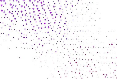 Kart elementli açık mor vektör düzeni. Renkli resimler, kalpler, maça, sinek, elmas. Vegas 'ta parti ilanları, etkinlikler.