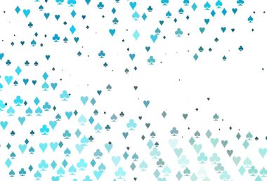 Kart işaretli hafif BLUE vektör arkaplanı. Oyun kartlarının izole sembollerine sahip soyut çizimler. Kumarhanelerin kartvizitleri için şablon.