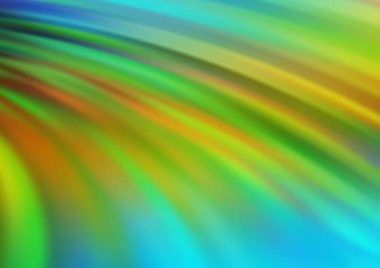 Gökkuşağı renk vektör arkaplanındaki kıvrımlı ışık ışınları. Gradyan bulanıklığı olan modern illüstrasyon