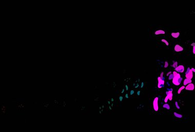 Karanlık Çokrenkli, soyut şekilli Gökkuşağı vektör arkaplanı. Renkli rastgele şekillerle modern soyut illüstrasyon. Bir cep telefonu için arka plan.