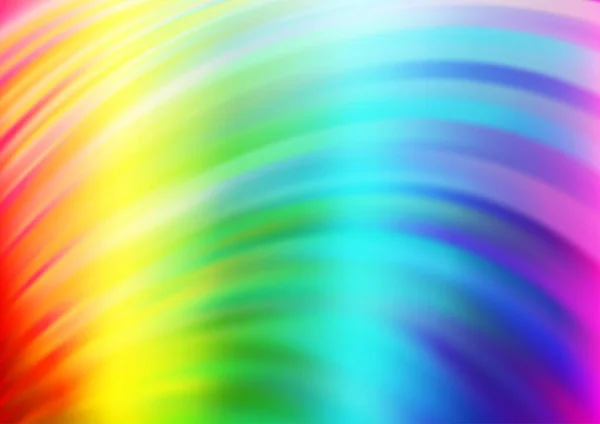 Curved light rays in rainbow colors vector background. Modern illustration with gradient blur