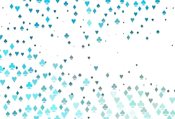 Kart işaretli hafif BLUE vektör arkaplanı. Oyun kartlarının izole sembollerine sahip soyut çizimler. Kumarhanelerin kartvizitleri için şablon.