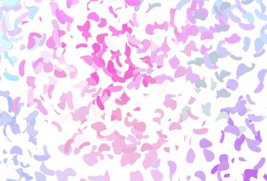 Açık pembe, kaotik şekilli mavi vektör deseni. Soyut gradyan şekilli basit renkli çizimler. Duvar kağıtları için zarif tasarım.