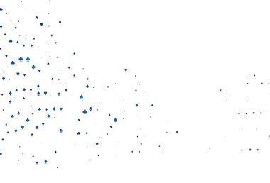 Kumarın sembolleriyle hafif BLUE vektör kapağı. Kalplerin, maça, sinek ve elmasların işaretleriyle renkli bir değişim. Vegas 'ta parti ilanları, etkinlikler.