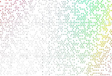 Çok renkli ışık, küreli gökkuşağı vektör deseni. Parlak renkli soyut çemberlerin olduğu bir resim. Marka kitabınız için şablon.