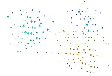 Açık Çokrenkli, Gökkuşağı vektör örtüsü ve kumar sembolleri. Kupa, maça, sinek ve elmasların olduğu bir resim. Kumarhane reklamınız için akıllı tasarım.