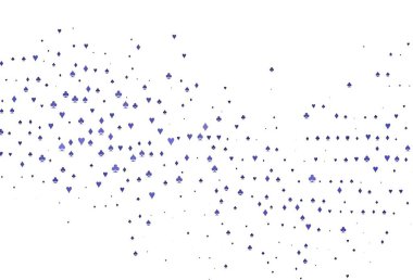 İskambil kağıtlarıyla açık siyah vektör dokusu. Kalplerle, maça, sinek ve elmaslarla parlayan illüstrasyon. Poker oyunları ve etkinlikler broşürleri için desen.