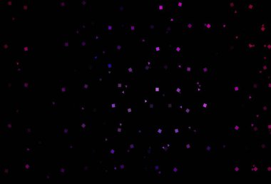 Daireleri, çizgileri, dikdörtgenleri olan koyu mor vektör düzeni. Çemberler, üçgenler ve küplerle soyut gradyan çizimi. Reklamınız, posteriniz, afişiniz için en iyi tasarım.