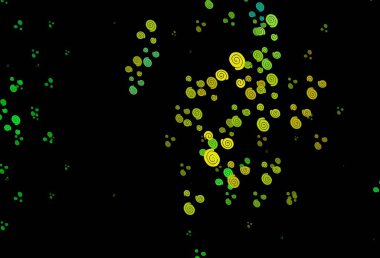 Koyu yeşil, bükülmüş kurdeleli sarı vektör deseni. Soyut mermer tarzında, gradyanı olan renkli bir illüstrasyon. İşiniz için yepyeni bir mermer tasarımı..