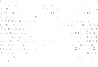 Lekeli açık mor vektör şablonu, dikdörtgenler. Renkli daireler, dikdörtgenler ile soyut arkaplan. Posterler, afişler için tasarım.