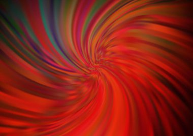 Kırmızı tonlardaki kıvrımlı ışık ışınları vektörün parlak arkaplanı bulanıklaştırdı. Eğilimli modern illüstrasyon