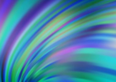 Mavi tondaki kıvrımlı ışık ışınları vektörün parlak arkaplanı bulanıklaştırdı. Eğilimli modern illüstrasyon