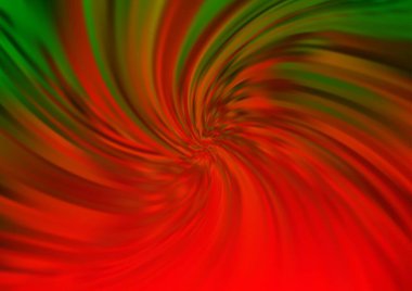 Kırmızı tonlardaki kıvrımlı ışık ışınları vektörün parlak arkaplanı bulanıklaştırdı. Eğilimli modern illüstrasyon