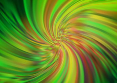 Yeşil renkli kıvrımlı ışık ışınları vektörünü bulanıklaştırdı. Eğilimli modern illüstrasyon