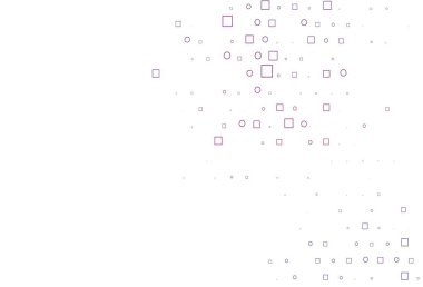 Noktalı, noktalı, küplü açık mor vektör arkaplanı. Daireleri olan renkli bir illüstrasyon, doğa tarzında kareler. İş reklamları için tasarım.