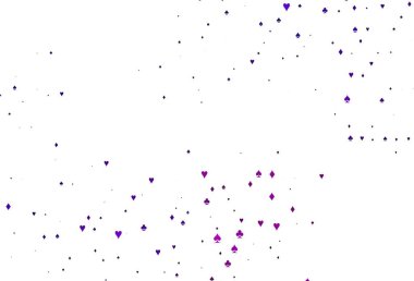 Kart elementli açık mor vektör düzeni. Oyun kartlarının izole sembollerine sahip soyut çizimler. Poker oyunları ve etkinlikler broşürleri için desen.