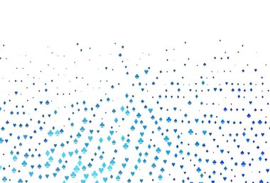 Poker sembollü hafif BLUE vektör şablonu. Kalplerin, maça, sinek ve elmasların işaretleriyle renkli bir değişim. Vegas 'ta parti ilanları, etkinlikler.