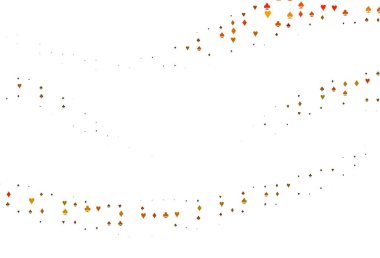 Kart işaretli Açık Turuncu vektör arkaplanı. Oyun kartlarının izole sembollerine sahip soyut çizimler. Kumarhane reklamınız için akıllı tasarım.