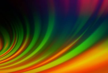 Karanlık Çokrenkli, baloncuk şekilli Gökkuşağı vektör şablonu. Bulanık çizgiler ve dairelerden oluşan parlak çizimler. Arkaplanlar için desenli dalga deseni.