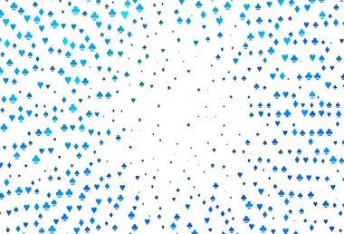 Kumarın sembolleriyle hafif BLUE vektör kapağı. Renkli resimler, kalpler, maça, sinek, elmas. Reklam, poster ve kumar siteleri için tasarım.