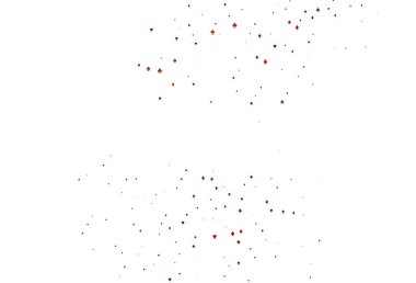 Kart sembollü açık kırmızı vektör deseni. Kalplerin, maça, sinek ve elmasların bulanık dekoratif tasarımı. Reklam, poster ve kumar siteleri için tasarım.