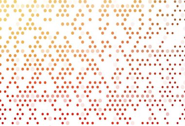 Açık Kırmızı, noktalı sarı vektör arkaplan. Parlak renkli soyut çemberlerin olduğu bir resim. İş reklamları için tasarım.
