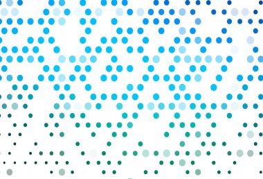 Açık mavi, daire şekilli yeşil vektör düzeni. Bulanık yağmur damlaları olan soyut bir çizim. Güzel web siteleri için desen.