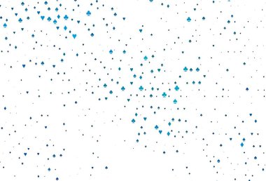 Kart elemanlarıyla hafif BLUE vektör düzeni. Kalplerle, maça, sinek ve elmaslarla parlayan illüstrasyon. Vegas 'ta parti ilanları, etkinlikler.