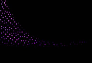 Oyun kartlarıyla koyu mor vektör dokusu. Kupa, maça, sinek ve elmasların olduğu bir resim. Reklam, poster ve kumar siteleri için tasarım.