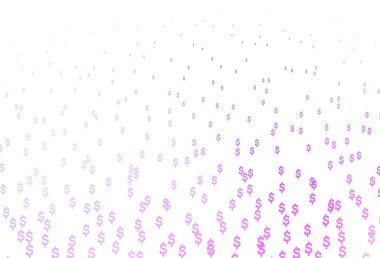 Açık pembe, finansal sembollü mavi vektör dokusu. Para sembollü modern soyut illüstrasyon. Bu model finansal ve yatırım web siteleri için kullanılabilir.