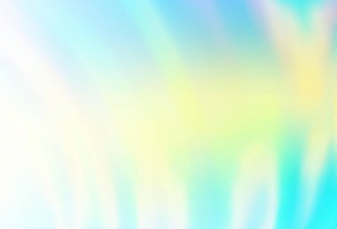 Açık mavi, eğri daireli sarı vektör arkaplan. Bulanık çizgiler ve dairelerden oluşan parlak çizimler. Markan için yeni kompozisyon.