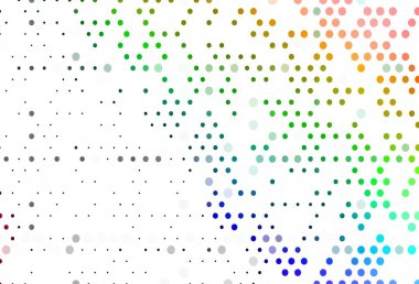 Açık Çokrenkli, noktalı Gökkuşağı vektör arkaplanı. Soyut arka planda bulanık kabarcıklar ve renkli gradyan. Reklamlar, broşürler için desen.