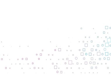 Açık mavi, kırmızı vektör çemberlerle kaplı, küplerle. Küplerle, dairelerle soyut çizimler. Güzel web siteleri için desen.