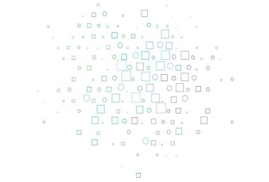 Aydınlık Çokrenkli, çemberli Gökkuşağı vektör arka planı, dikdörtgenler. Daireleri olan renkli bir eğim, soyut arkaplanda dikdörtgenler. Marka kitabınız için şablon.