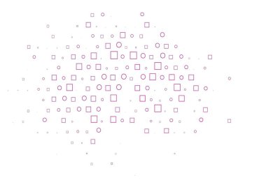 Noktalı, noktalı, küplü açık pembe vektör arkaplanı. Parlak, soyut çemberler ve küpler çizilmiş bir resim. Suyun deseni, yağmur damlaları.