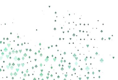 Kumarın sembolleriyle hafif BLUE vektör kapağı. Kalplerle, maça, sinek ve elmaslarla parlayan illüstrasyon. Kitapçıklar, kumarhanelerin broşürleri..