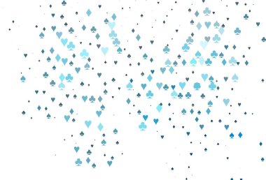 Poker sembollü hafif BLUE vektör şablonu. Kupa, maça, sinek ve elmasların olduğu bir resim. Poker oyunları ve etkinlikler broşürleri için desen.