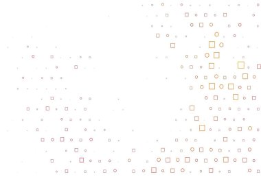 Lekeli hafif turuncu vektör şablonu, dikdörtgenler. Renkli daireleri, dikdörtgenleri olan soyut çizimler. Güzel web siteleri için desen.