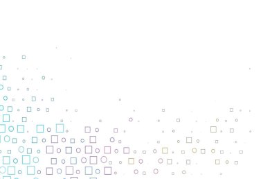 Açık Çokrenkli, lekeli Gökkuşağı vektör şablonu, dikdörtgenler. Renkli daireleri, dikdörtgenleri olan soyut çizimler. Posterler, afişler için tasarım.