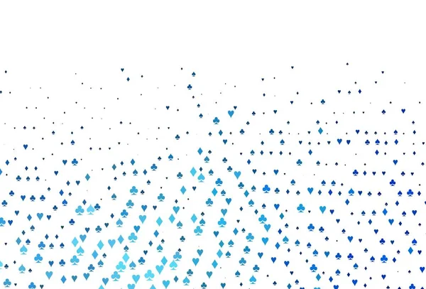 Poker sembollü hafif BLUE vektör şablonu. Kalplerin, maça, sinek ve elmasların işaretleriyle renkli bir değişim. Vegas 'ta parti ilanları, etkinlikler.