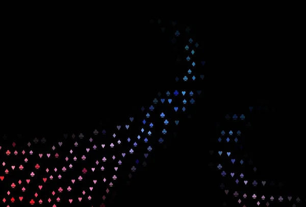 ダークブルー トランプとレッドベクトルテクスチャ トランプの孤立したシンボルで抽象的なスケッチを光る パーティーの広告 ラスベガスでのイベントのパターン — ストックベクタ