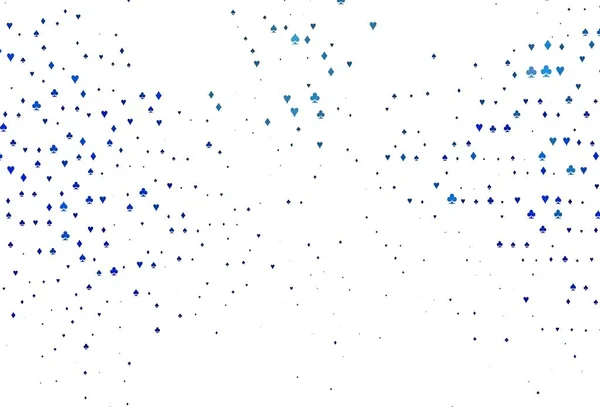 Hellblaues Vektorlayout Mit Kartenelementen Leuchtende Illustration Mit Herzen Pik Keulen — Stockvektor