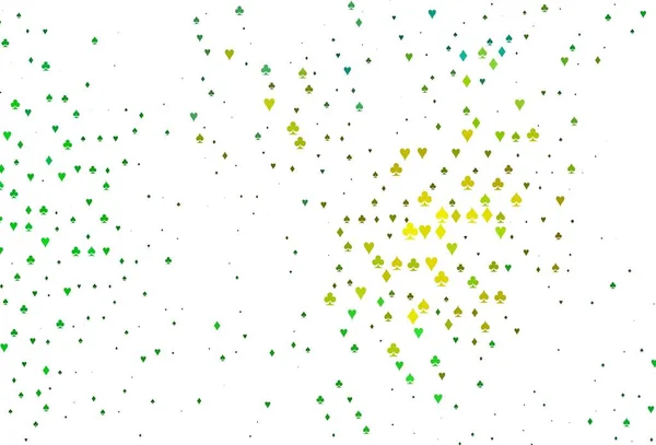 Texture Vectorielle Vert Clair Jaune Avec Cartes Jouer Illustration Colorée — Image vectorielle