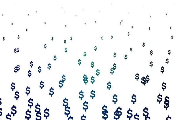 Azul Escuro Padrão Vetorial Verde Com Dólar Ilustração Colorida Brilhante — Vetor de Stock